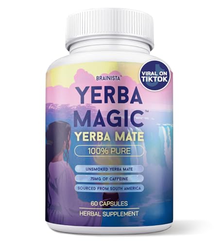 Brainista Yerba Mate Capsules, Yerba Magic, Pure Extract, 75mg Caffeine, 60 Count