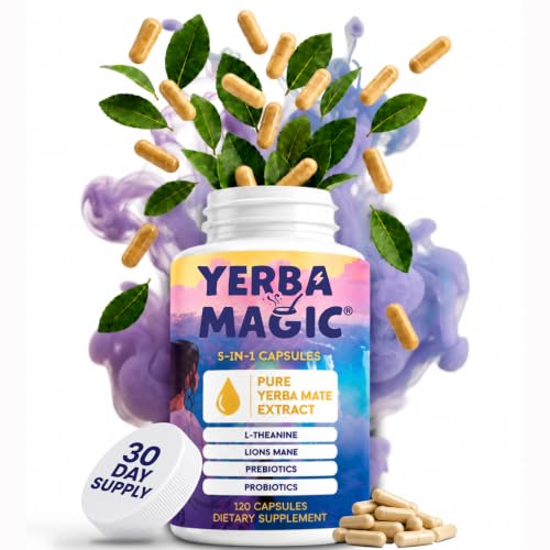 Brainista Yerba Mate Capsules 5 in 1, Yerba Magic, Lion's Mane, Gut Health, 120ct
